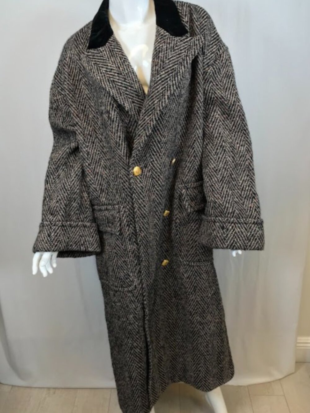 NWT Ronny Kobo Women's Kiki Charcoal Herringbone Coat Large - Picture 8 of 9